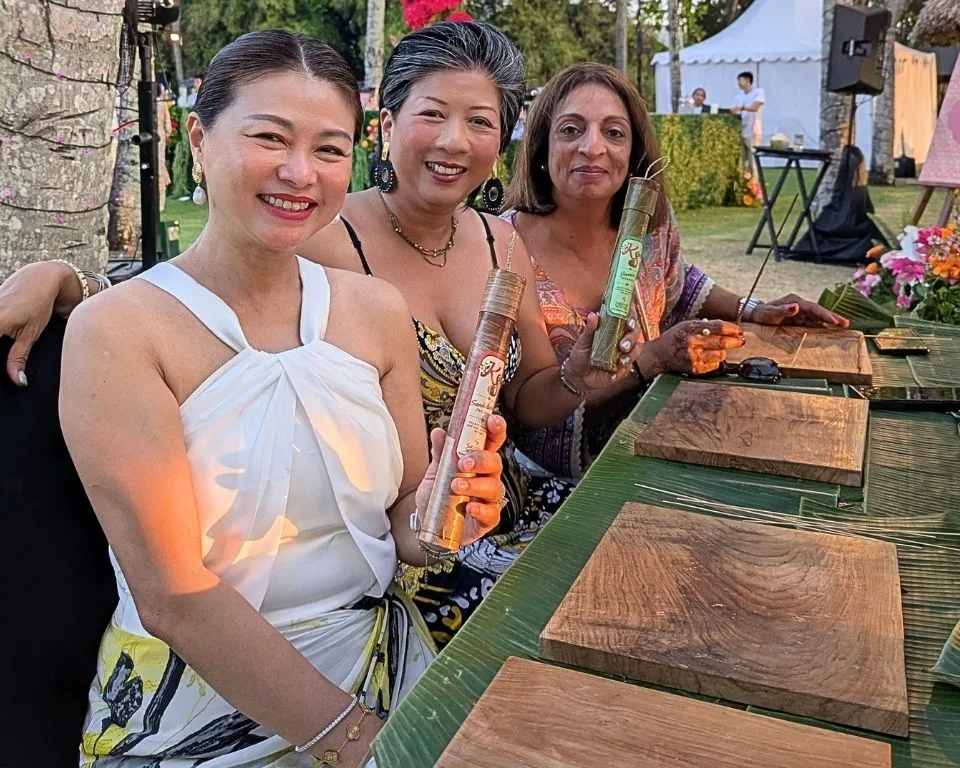 Wedding guests showing their handmade incense