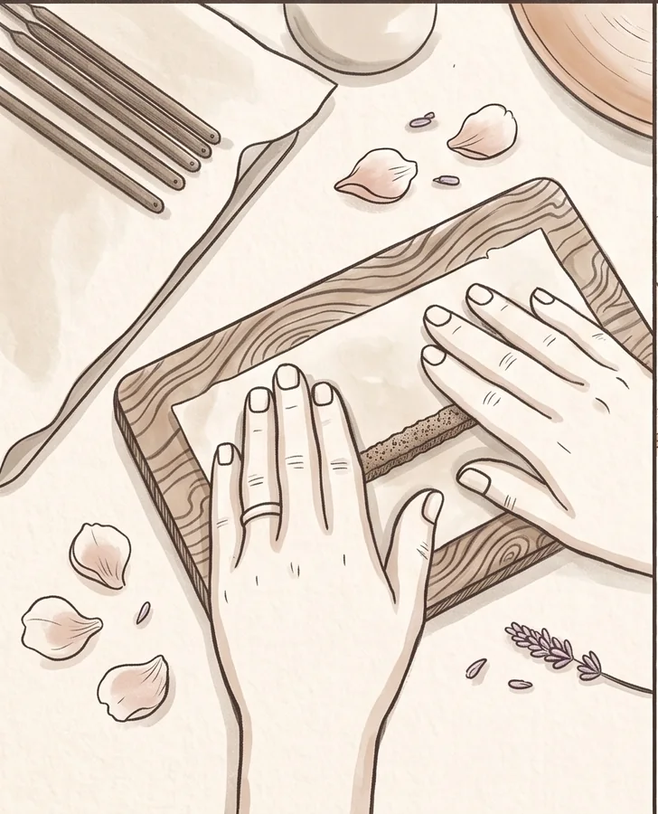 Illustrated incense kit rolling step
