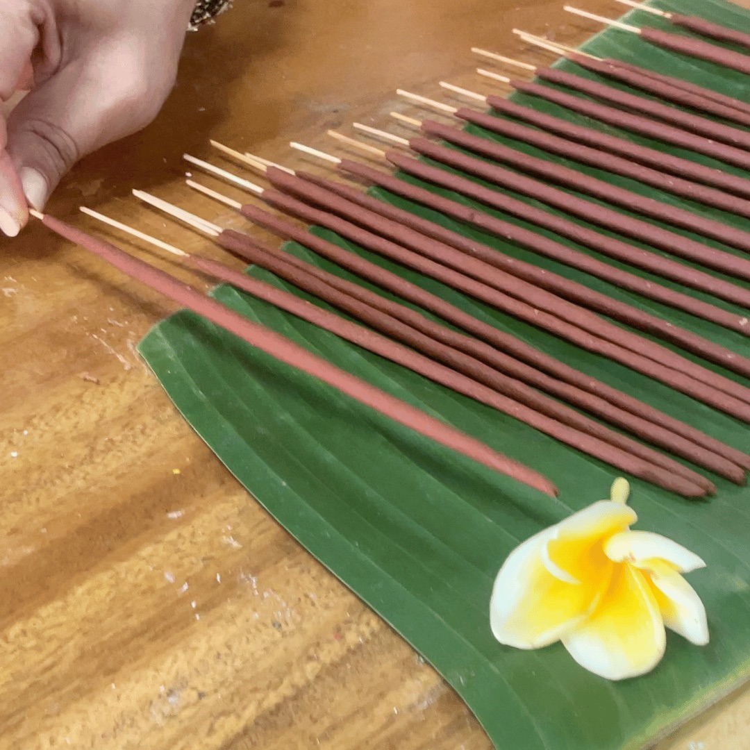 Rosha DIY incense kit with red botanical materials