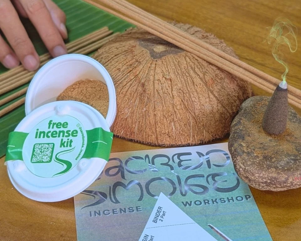 Free incense kit with powder, binder, handmade sticks and instructions