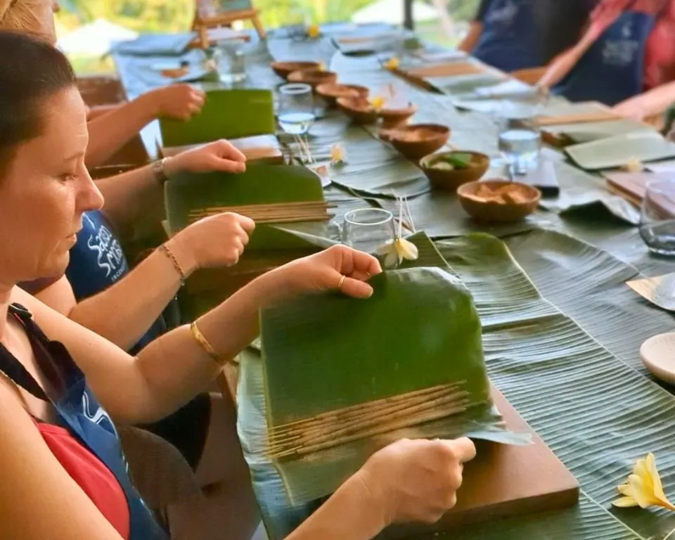 Guests selecting ingredients at their workshop stations